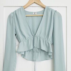 [NWT] Aritzia Tie-Front Blouse in Sea Spray